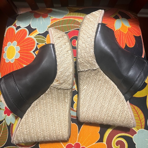 Mia 2 black leather platform espadrille wedges size 10 - Picture 8 of 10